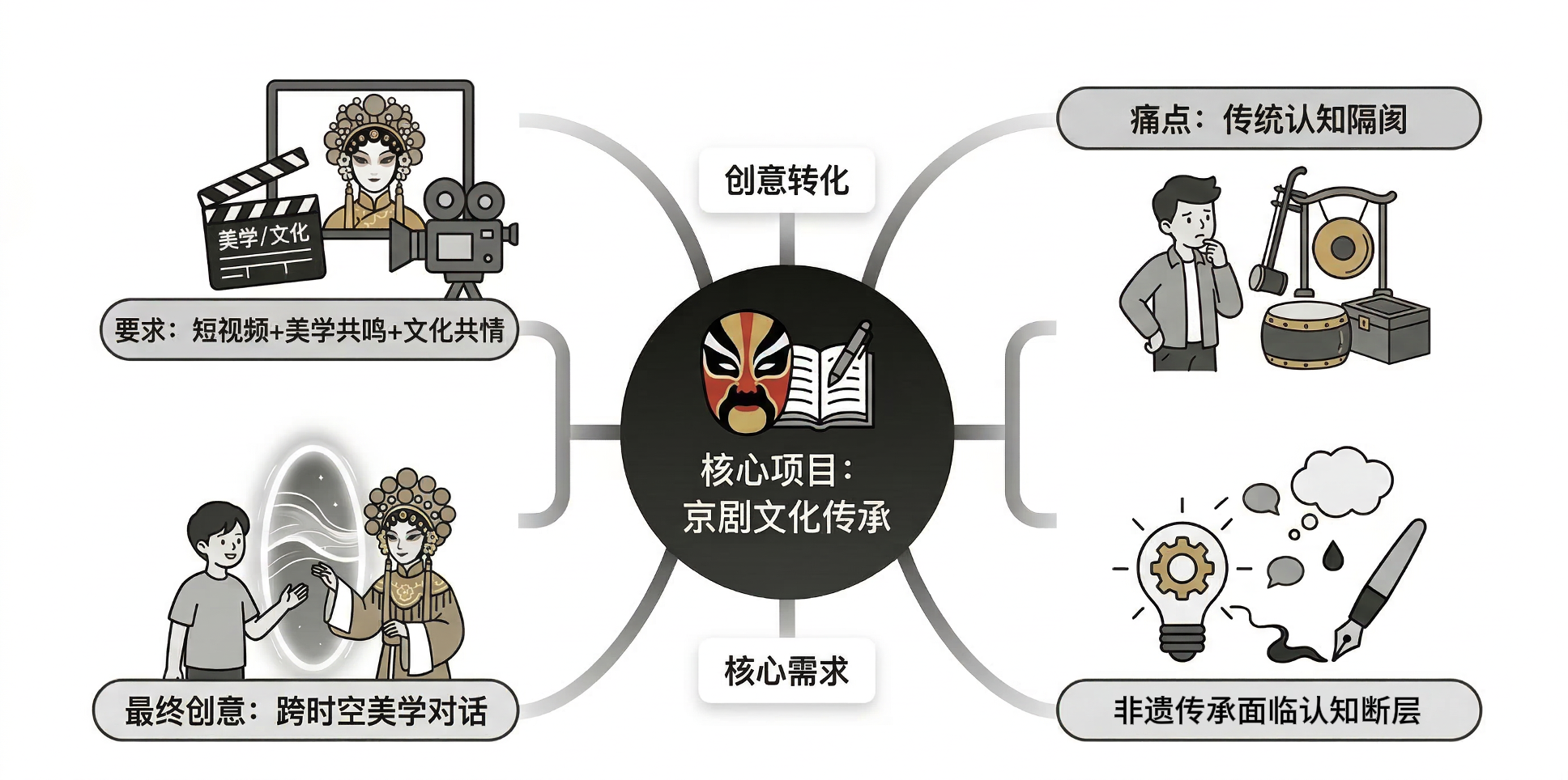 核心产品与创意产出流转图