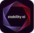 图片展示的是Stability AI的标志。标志由一个由红色、粉色、紫色线条构成的六边形图案组成,线条交织形成几何图形。图案下方是“stability ai”字样,字体为白色,字母间有轻微的阴影效果。该图片位于介绍AI图片生成工具Stability AI的文档中,作为其LOGO展示,直观呈现了该工具的品牌标识。